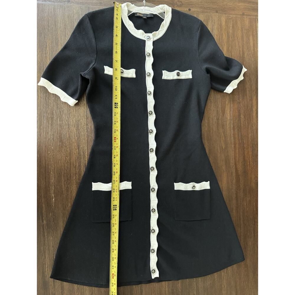 Maje Knit Dress Women’s XS 36 Modest Formal Contrast Trim - Picture 4 of 12